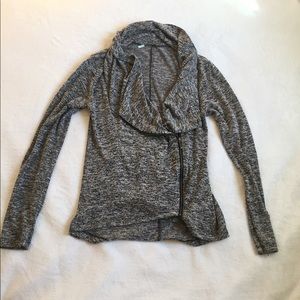 Gray long sleeve waterfall cardigan with Zipper